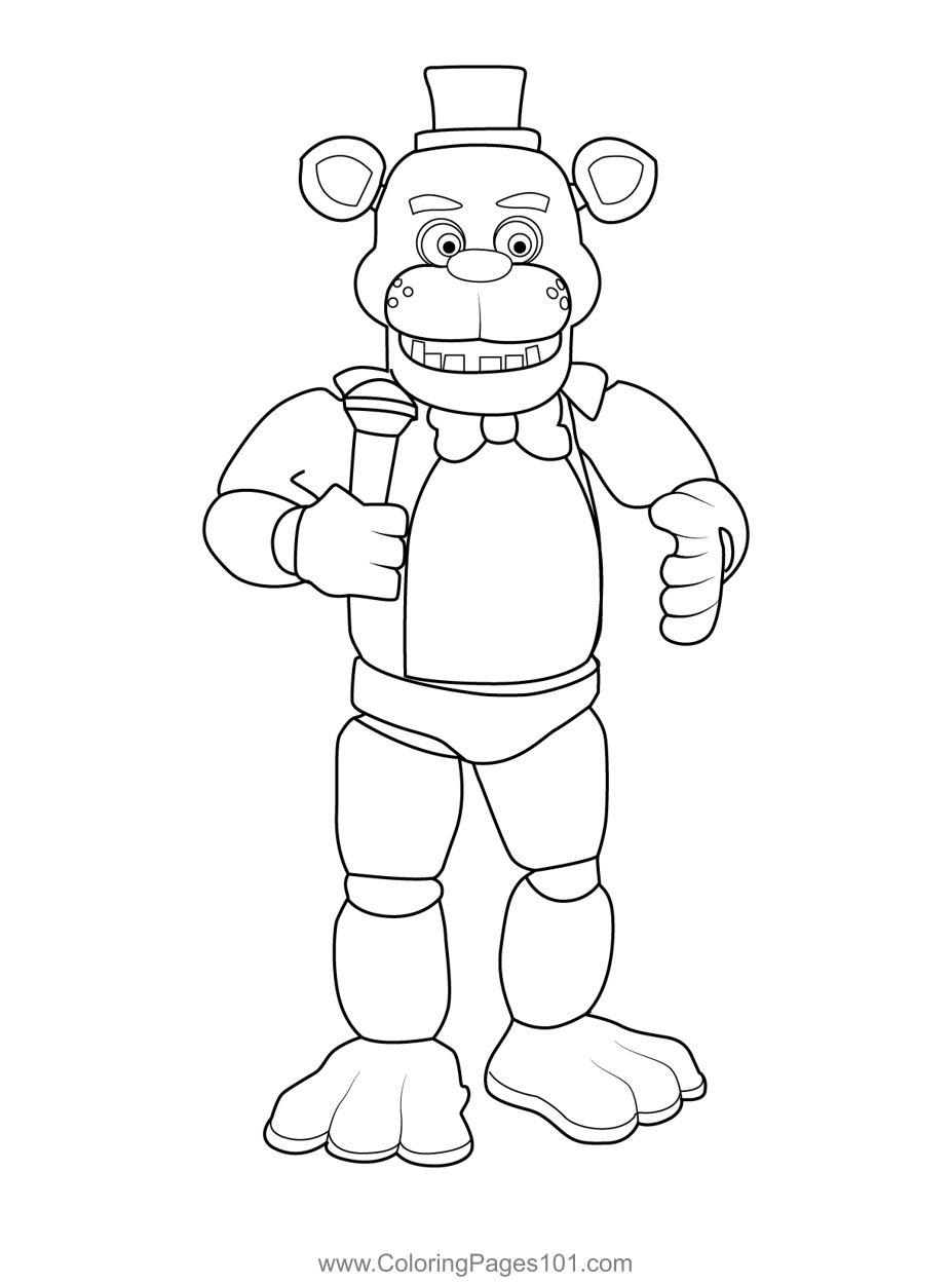 Freddy Fazbear FNAF Coloring Page for Kids - Free Five Nights at