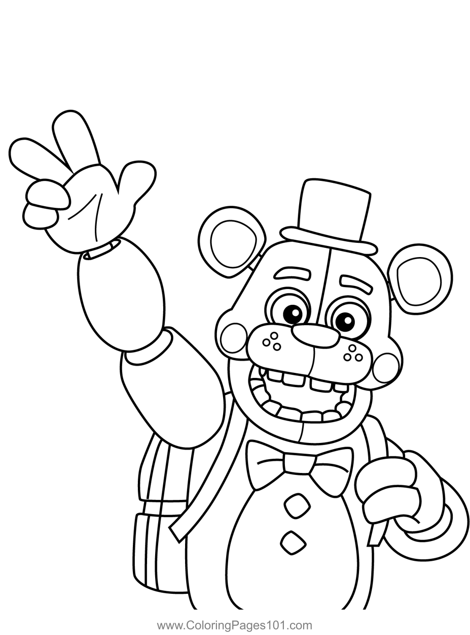 Freddy Fazbear With School Bag Fnaf Coloring Page For Kids - Free Five 