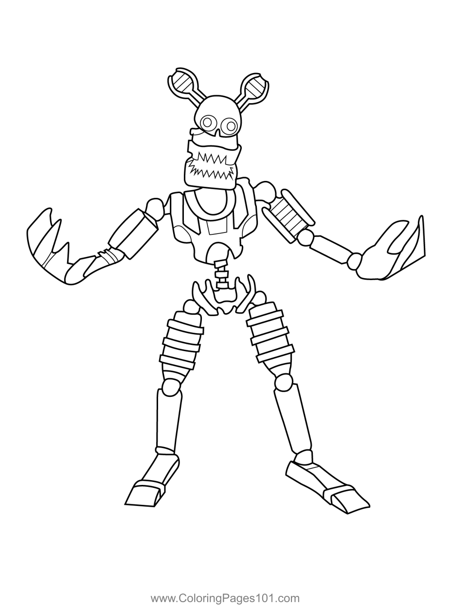 Nightmare Endo FNAF Coloring Page for Kids - Free Five Nights at Freddy