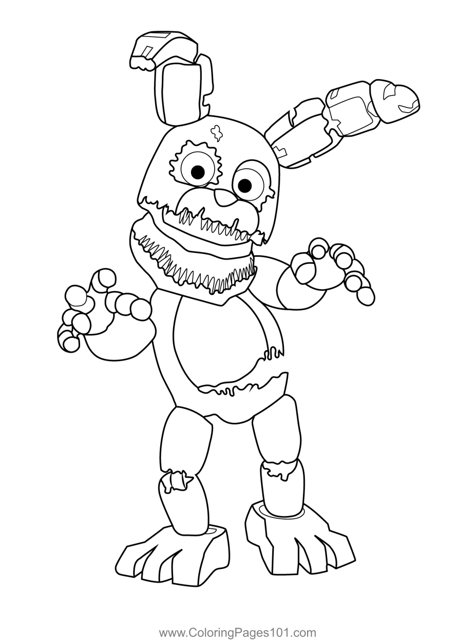 Plushtrap Fnaf Coloring Page For Kids Free Five Nights At Freddys