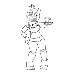 Toy Chica FNAF Coloring Page for Kids - Free Five Nights at Freddy's