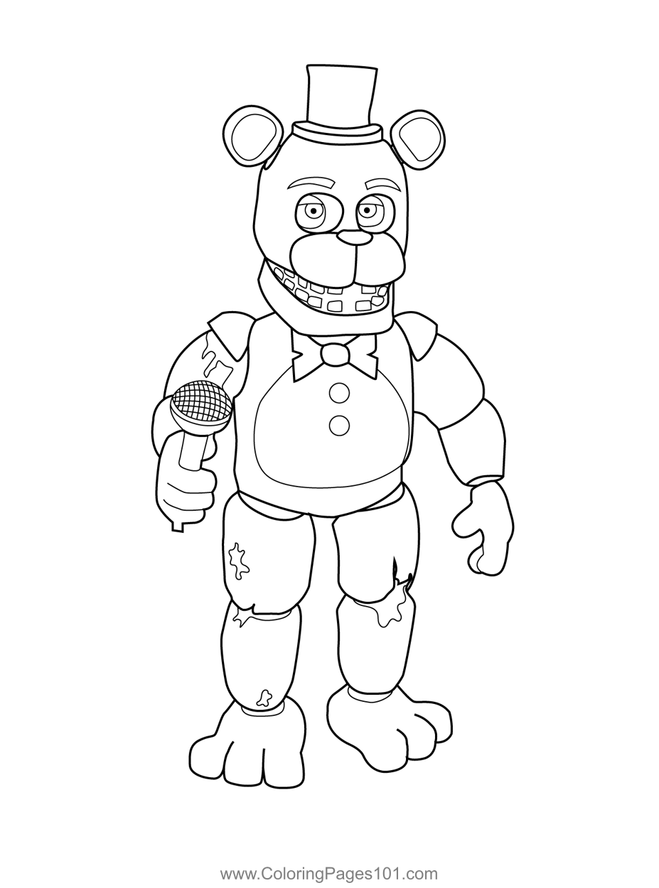 Withered Freddy FNAF Coloring Page for Kids - Free Five Nights at ...