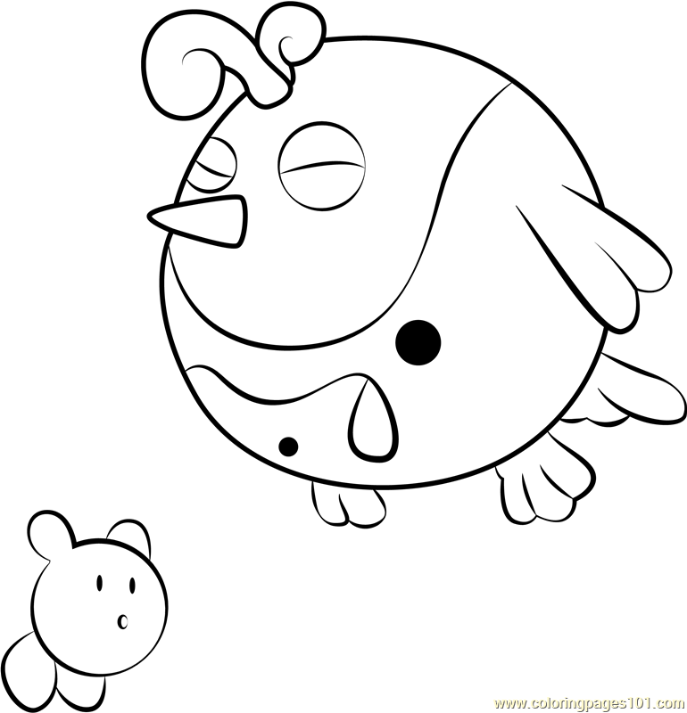 Big Birdee Coloring Page for Kids - Free Kirby Printable Coloring Pages ...