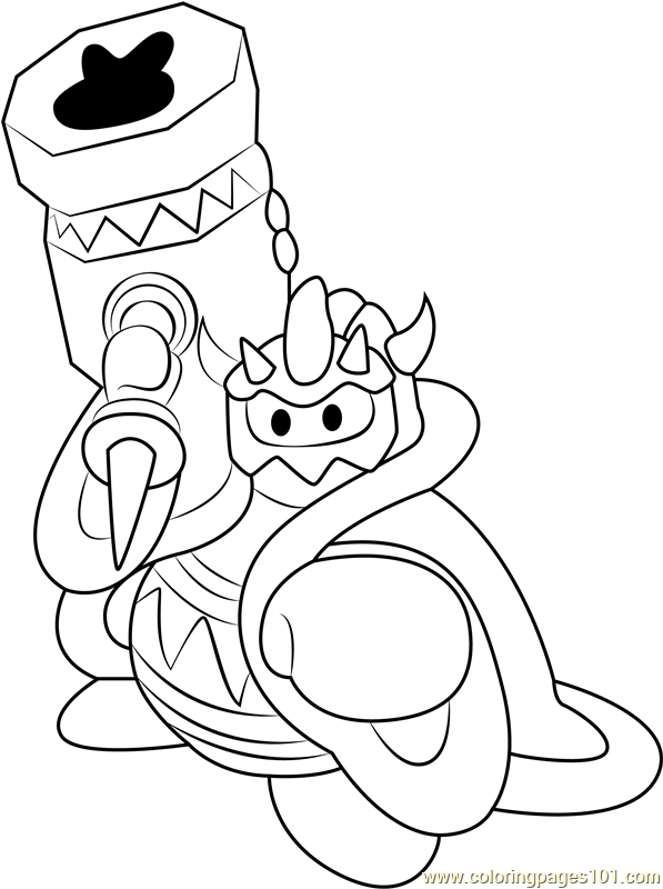 Masked Dedede Coloring Page for Kids - Free Kirby Printable Coloring