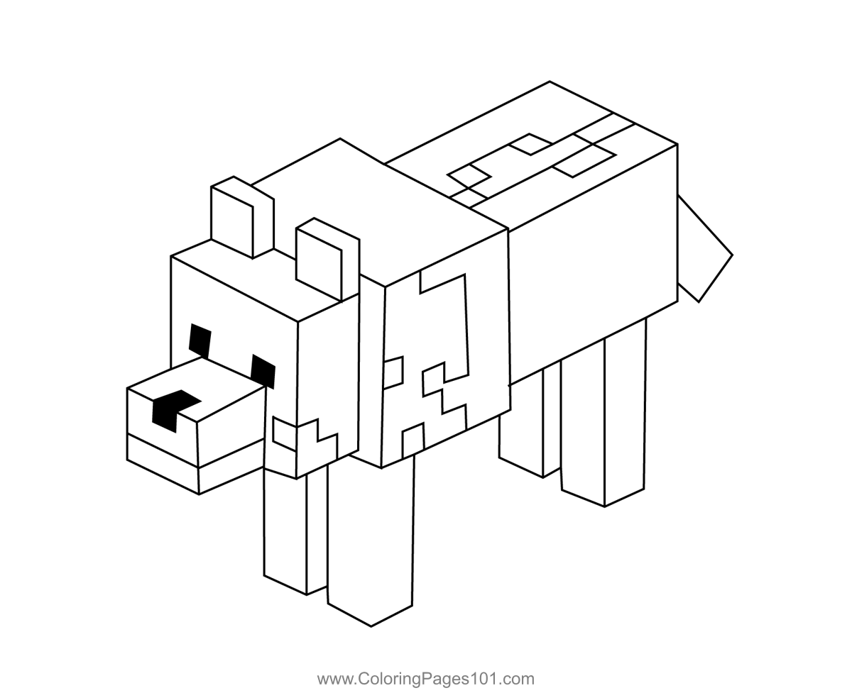 wolf minecraft coloring page for kids free minecraft