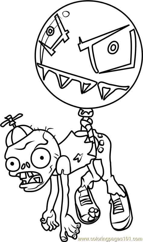 Balloon Zombie Coloring Page for Kids - Free Plants vs. Zombies ...
