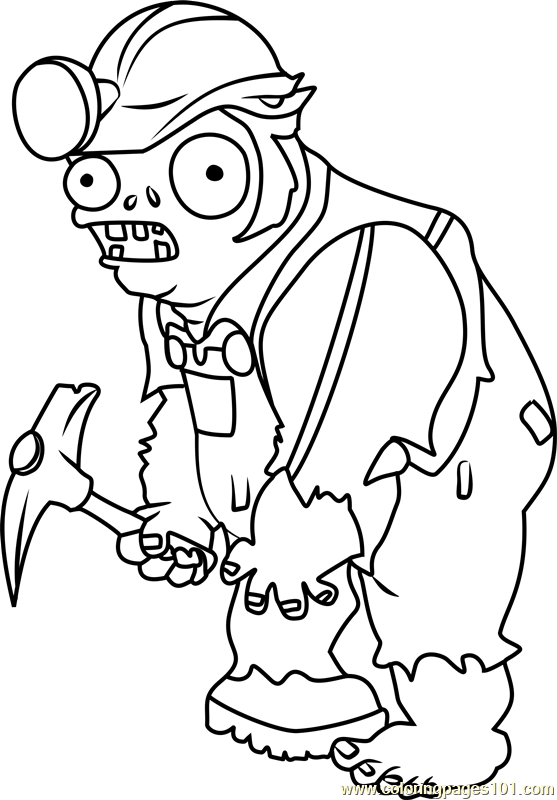 Digger Zombie Coloring Page for Kids - Free Plants vs. Zombies ...
