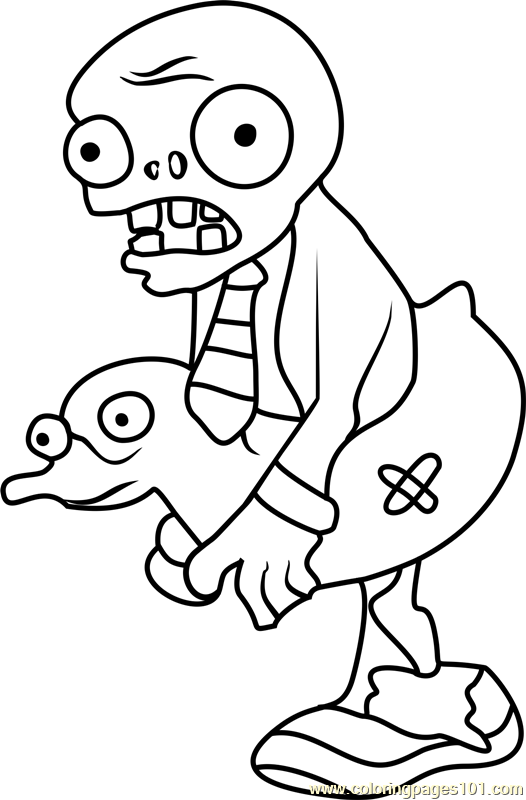 Ducky Tube Zombie Coloring Page for Kids - Free Plants vs. Zombies