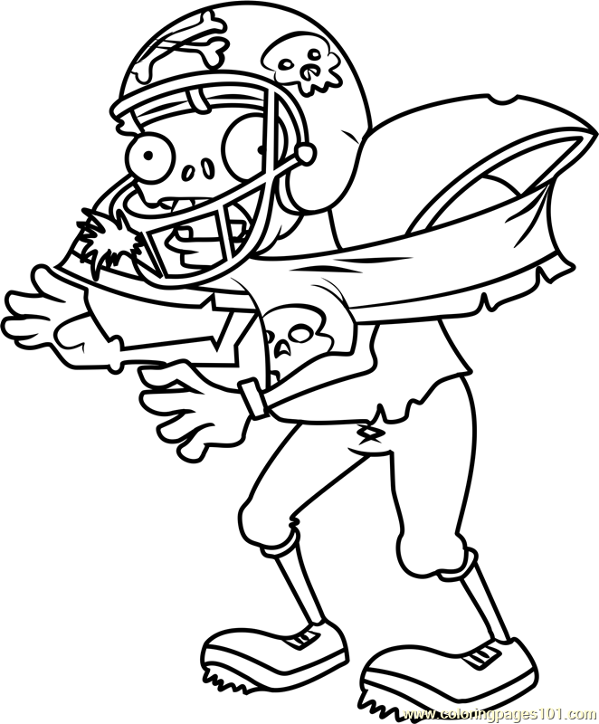 Football Zombie Coloring Page for Kids - Free Plants vs. Zombies