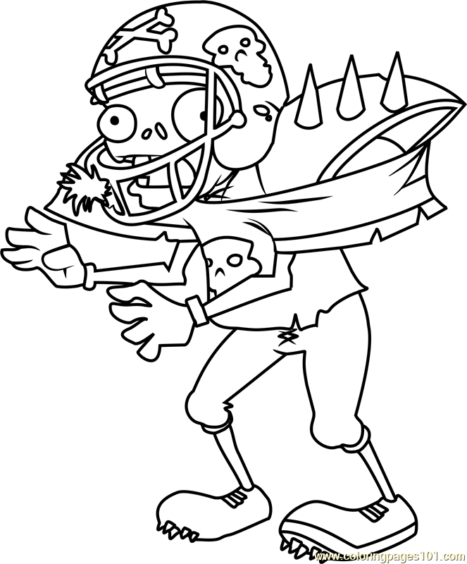 Giga-Football Zombie Coloring Page for Kids - Free Plants vs. Zombies