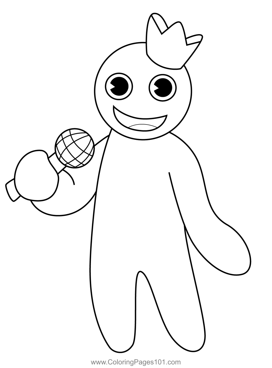 Blue Walking Rainbow Friends Roblox Coloring Page for Kids - Free