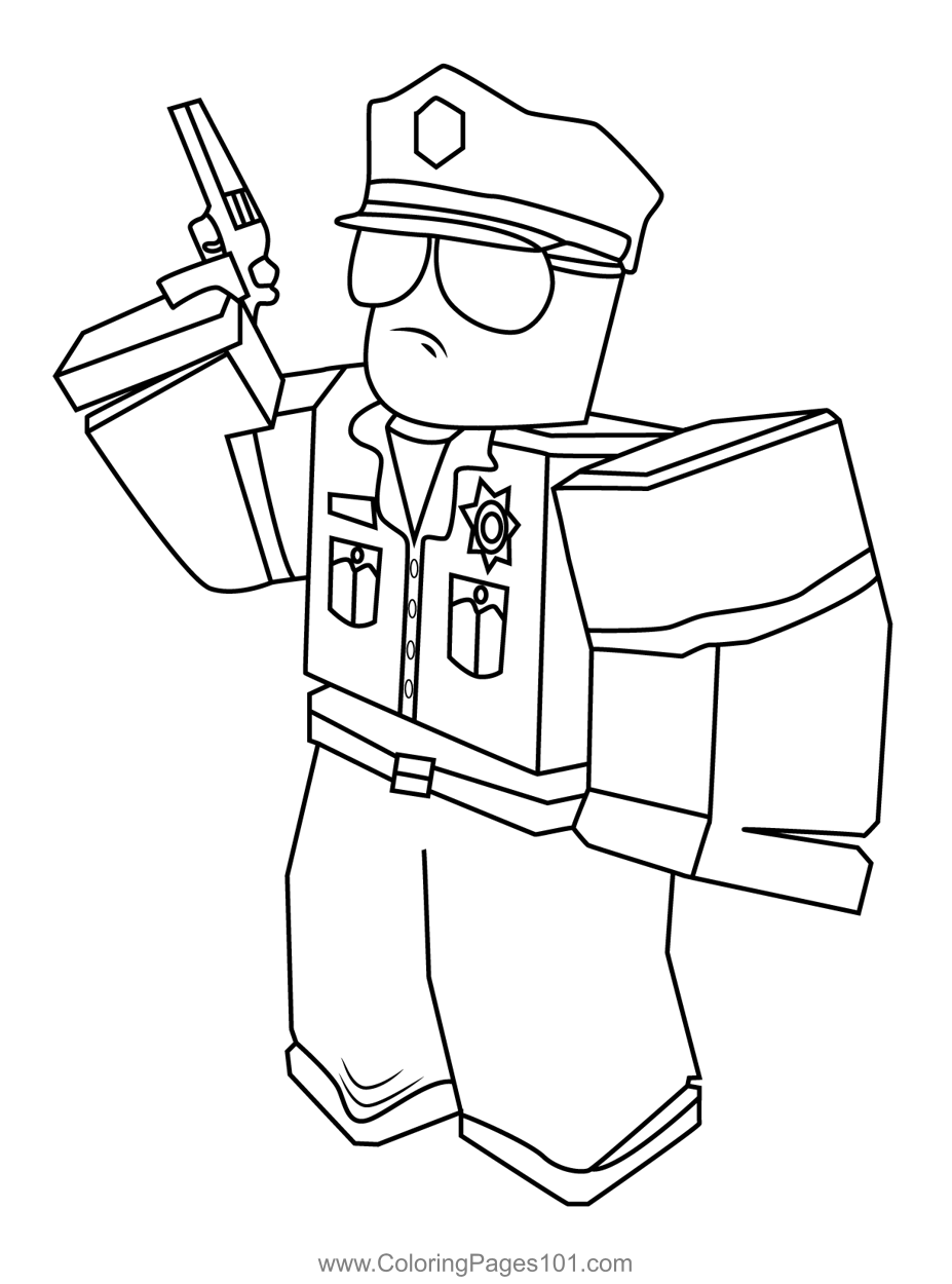 Roblox Police Coloring Page for Kids - Free Roblox Printable Coloring ...