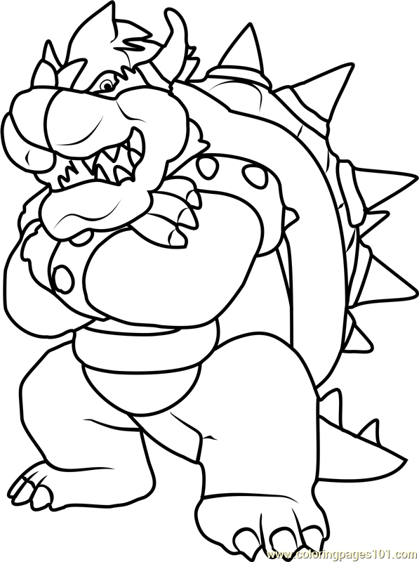 King Koopa Coloring Page for Kids - Free Super Mario Printable Coloring