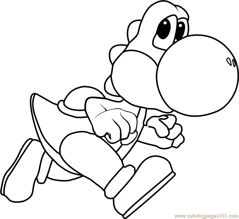 Yoshi Coloring Page for Kids - Free Super Mario Printable Coloring
