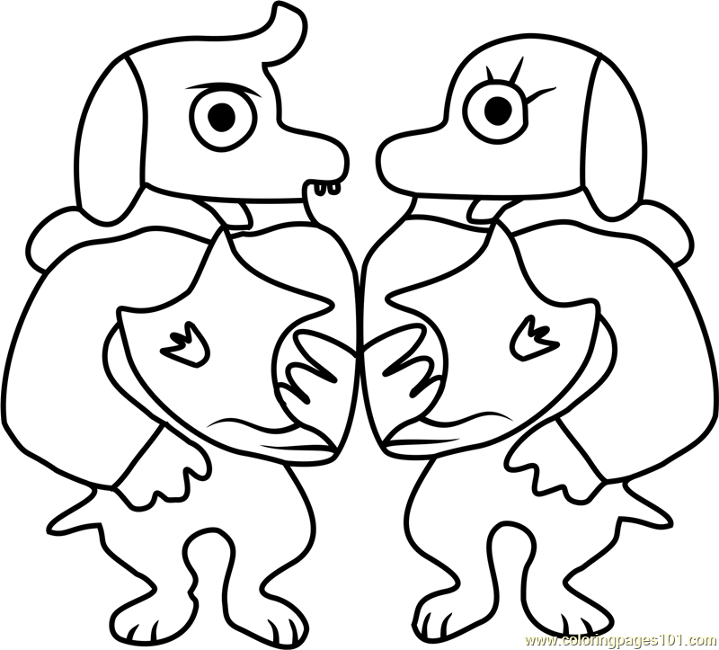 Dogamy and Dogaressa Undertale Coloring Page for Kids - Free Undertale