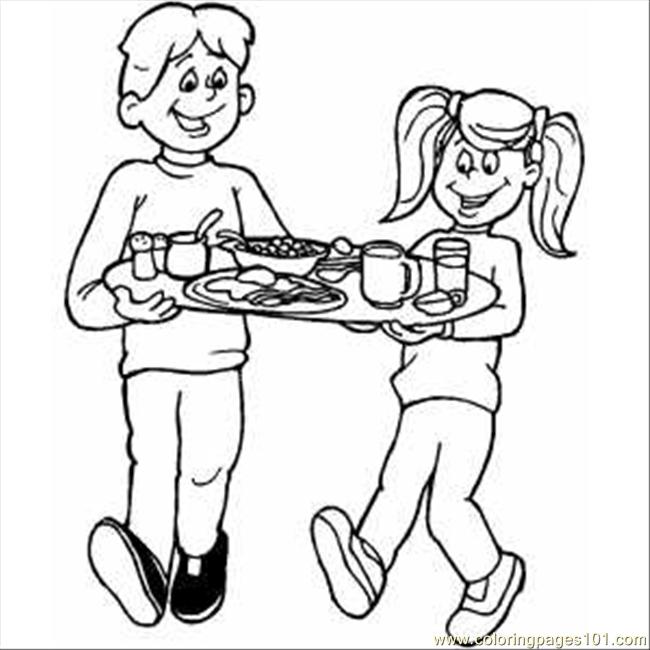 Coloring Pages Kids With Breakfast Tray (Food & Fruits > Breakfast ...