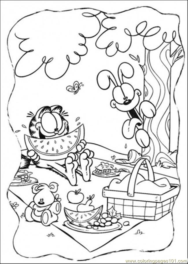 Coloring Pages Happy Lunch (Cartoons > Garfield) - free printable ...