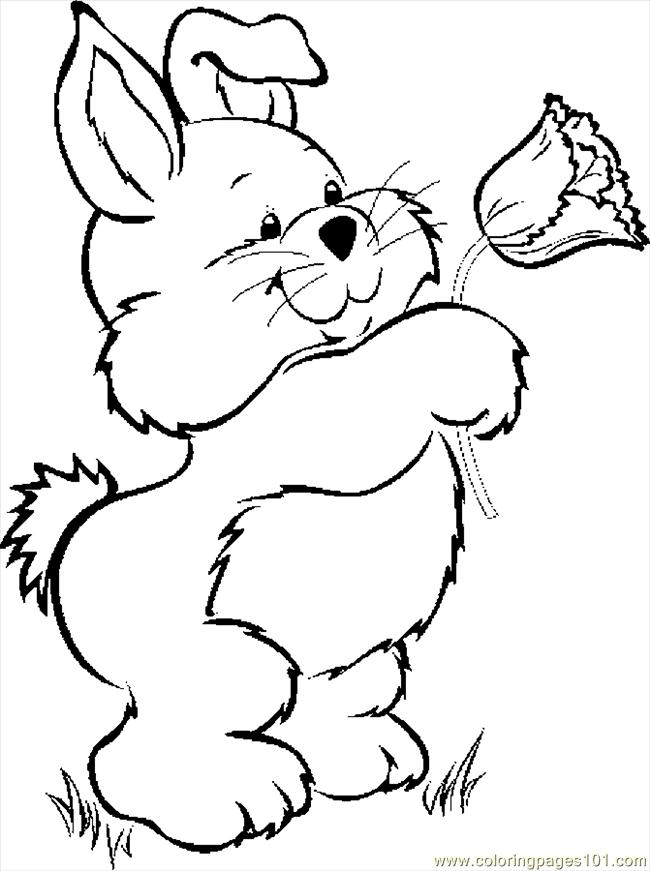 Coloring Pages Bunny With Flower (Entertainment > Holidays) - free ...