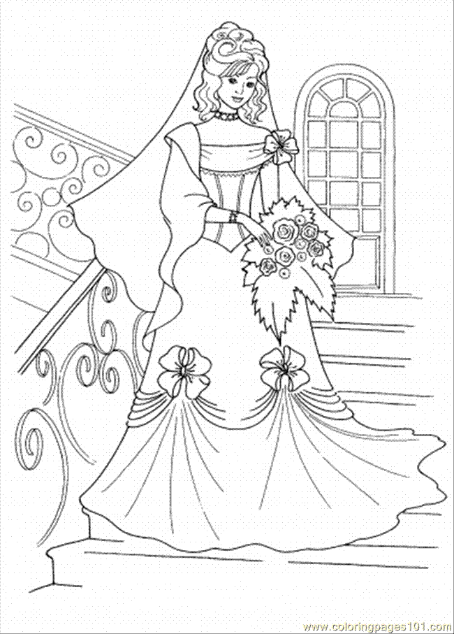 Coloring Pages Princess And Her Wedding Dress (Peoples > Royal Family ...