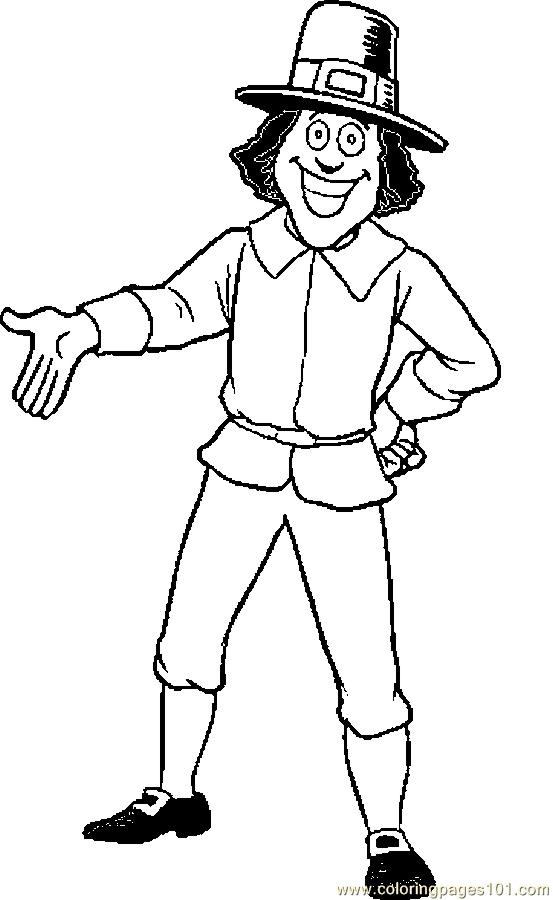 Coloring Pages Pilgrim 03 (Holidays > Thanksgiving Day) - free